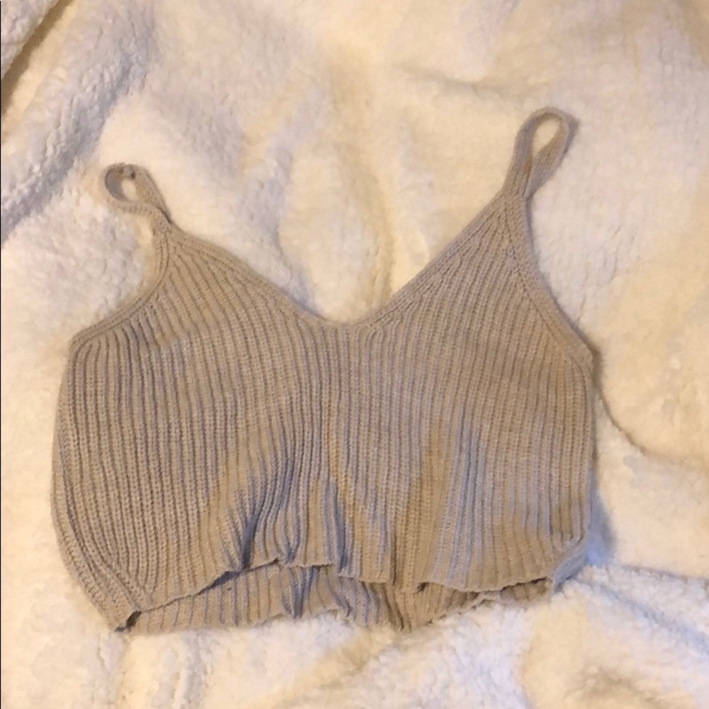 Tan knit crop top